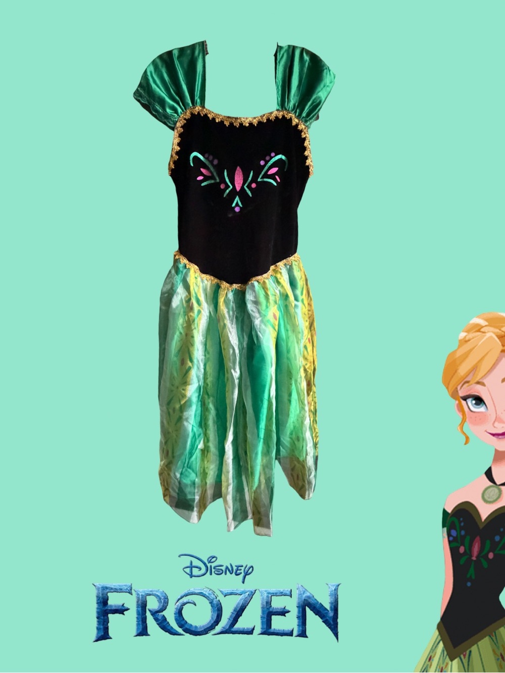Adult Anna Frozen Coronation Costume Dress Medium